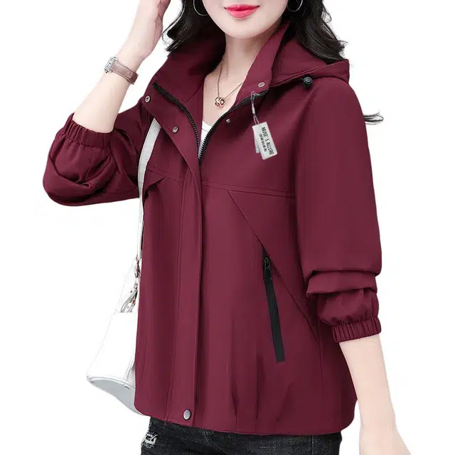 缪斯的诱惑 时尚潮流纯色户外运动恒温保暖防风舒适休闲旅行立领夹克棉衣外套工装软壳衣登山服日常百搭派克服开衫加绒加厚御寒连帽棉服 女款