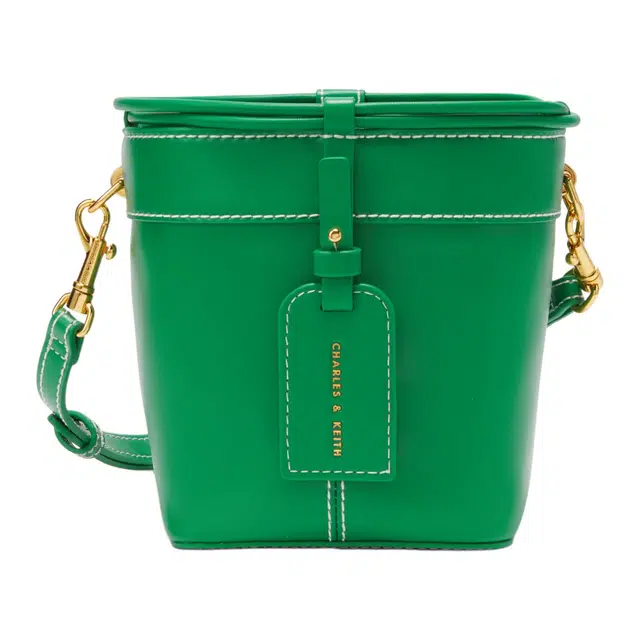 Charles & Keith Bucket Bag Cream/Navy/Green