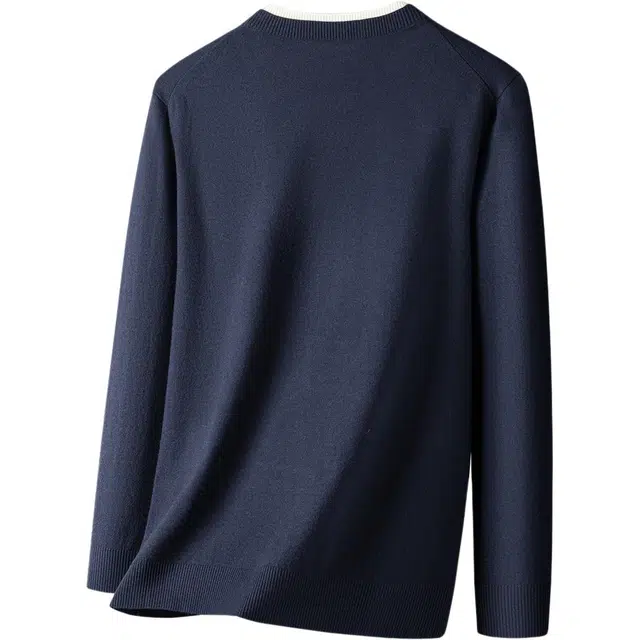 红豆 暖感绵羊毛高级感假两件商务休闲针织百搭打底衫秋冬毛衣 男款