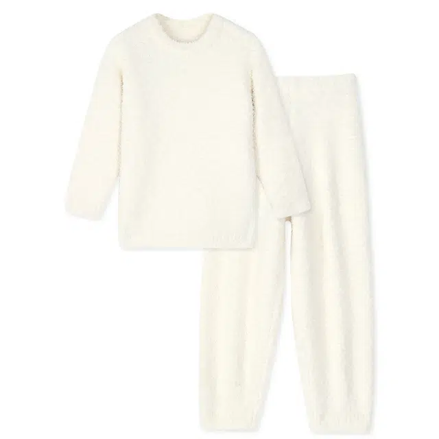 久岁伴家居服套装 半边绒秋衣秋裤长袖圆领常规休闲风分体式长裤青少年