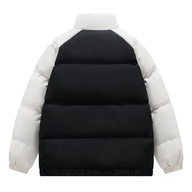 左岸 秋冬加厚保暖港风立领面包服棉衣宽松简约设计感撞色拼接潮牌棉袄外套棉服 男女同款