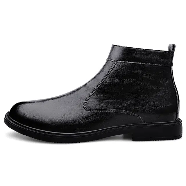 八哥 二层牛皮 商务休闲 复古经典 时尚百搭 柔软舒适 英伦风 及踝 马丁靴 厚底 男款