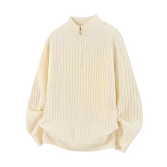 加荣 美式半拉链毛衣男秋季宽松慵懒风毛线衣男时尚高端亨利领男款小众肌理感毛衫男慵懒感男休闲百搭男士针织衫 男女同款