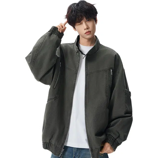 爱爸爸 秋季工装复古美式水洗宽松夹克 男女同款