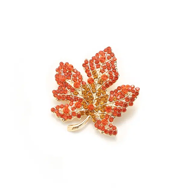 如花梦 红色枫叶胸花高档精致别针气质西服高端设计配饰 合金 胸针 女款
