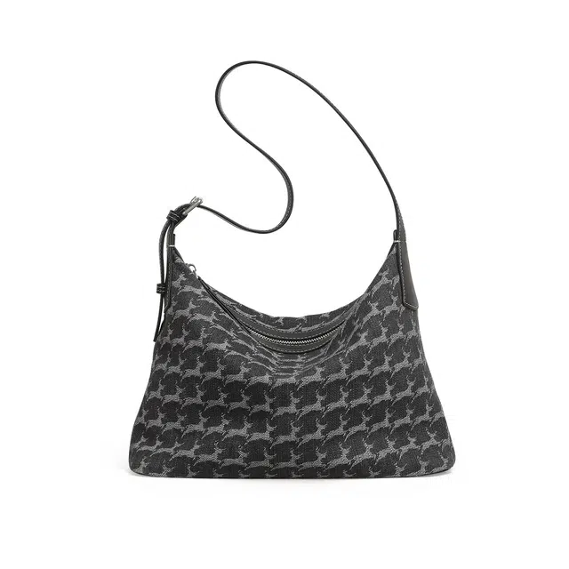 妙迪 通勤松弛小众 织物 单肩包 常规 女款 丹宁黑