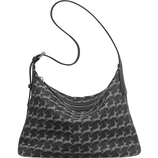 妙迪 通勤松弛小众 织物 单肩包 常规 女款 丹宁黑