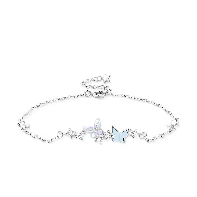 【纯银999|鸢尾蝶影】 凤祥囍事 老凤祥 夜光小蝴蝶翩翩腕链会发光的手饰 甜美极光蝴蝶礼赠爱人 轻奢高级感设计可调节#好运 足银 手链 女款
