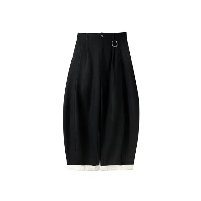 幻象者 秋冬 羊毛呢撞色拼接弯刀阔腿裤 男女同款