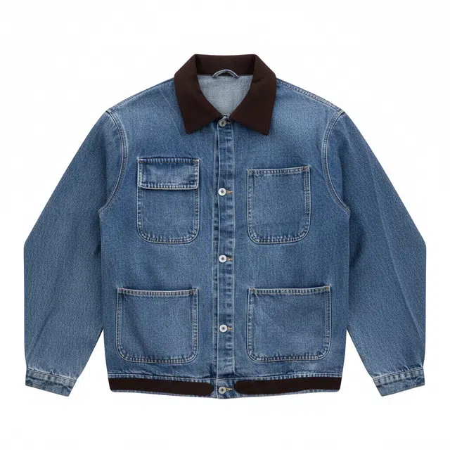 卡皮巴拉小黄豚 美式高街多口袋撞色翻领重工水洗做旧牛仔外套宽松舒适百搭休闲潮流街头嘻哈高级设计感夹克 男女同款 蓝色