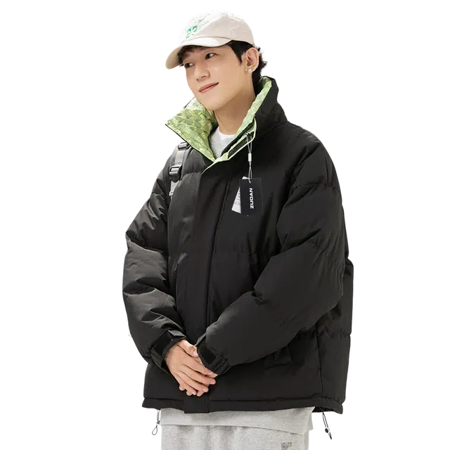 左岸 秋冬加厚保暖立领面包服棉衣休闲宽松青少年港风潮牌设计感撞色拼接简约棉袄外套棉服 男女同款