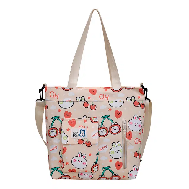 米囹 行走动画风格 简单时尚户外登山休闲散步单品 实用男女同款 轻盈 斜跨包 大号 米黄色/粉红色/紫罗兰/绿色/蓝色