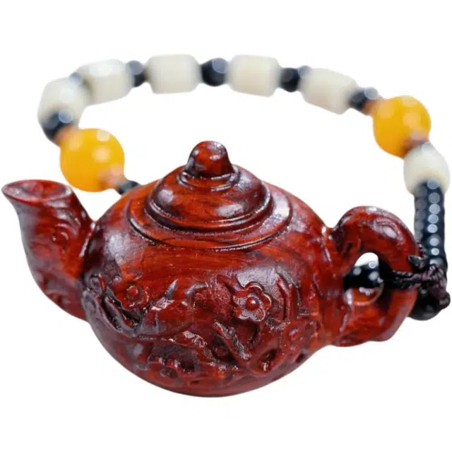 仙友 国风新中式把把壶手工精雕蒸蒸日上盘玩文玩随身把玩 紫檀属 把件 男女同款情侣款