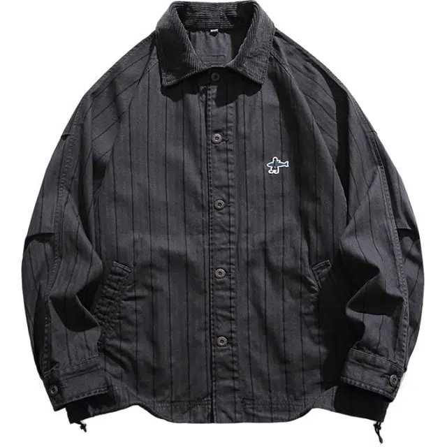 Gongnu Vintage Washed Stripe Work Jacket