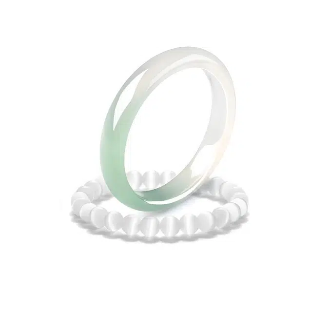 郁馨 简约碎冰蓝甜美少女心冰感清透莹润百搭叠戴套装 一步一响美人镯在逃公主约会甜蜜告白#好运 琉璃 玉石手镯 女款