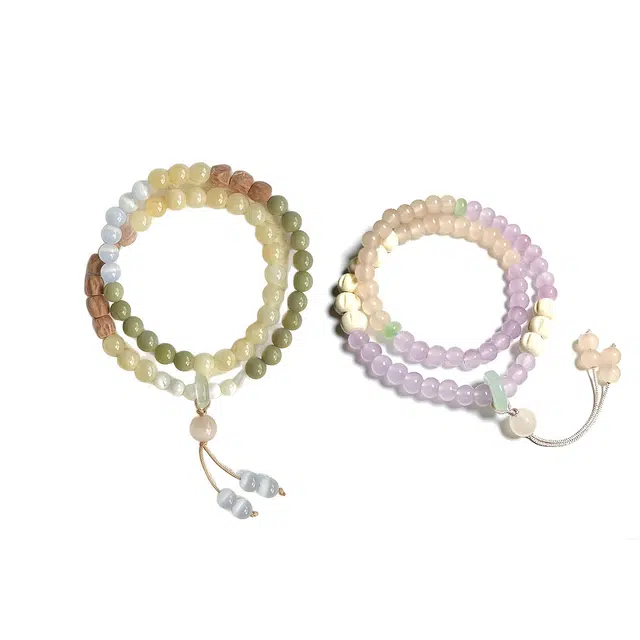 【水逆退散】 缇克玺 新中式复古文艺 平安扣双圈 平安喜乐文艺民族风好运 檀木 木作手串 男女同款情侣款