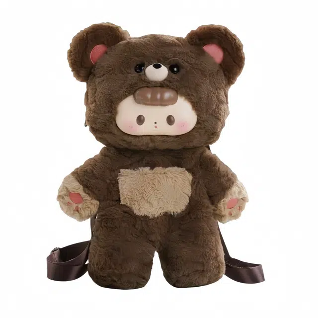 万童乐 软萌毛茸小熊娃娃高颜值可爱脸小熊 陪伴安抚 玩偶周边