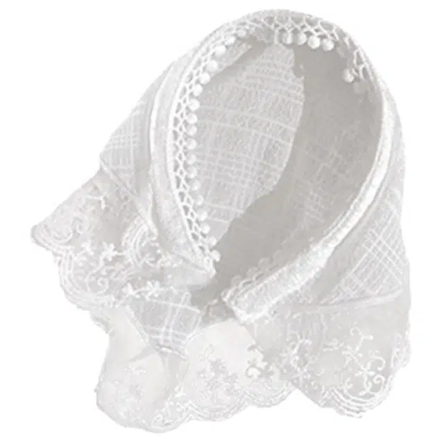 如花梦 在逃公主法式田园风白色蕾丝三角巾气质碎花发带夏季薄款 头巾 女款