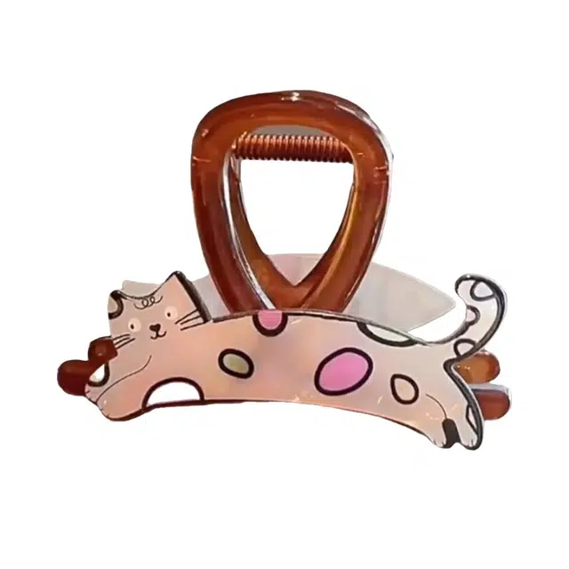 丹琴 可爱小猫后脑勺盘发中号发量少鲨鱼夹子半扎发发卡 发夹 女款