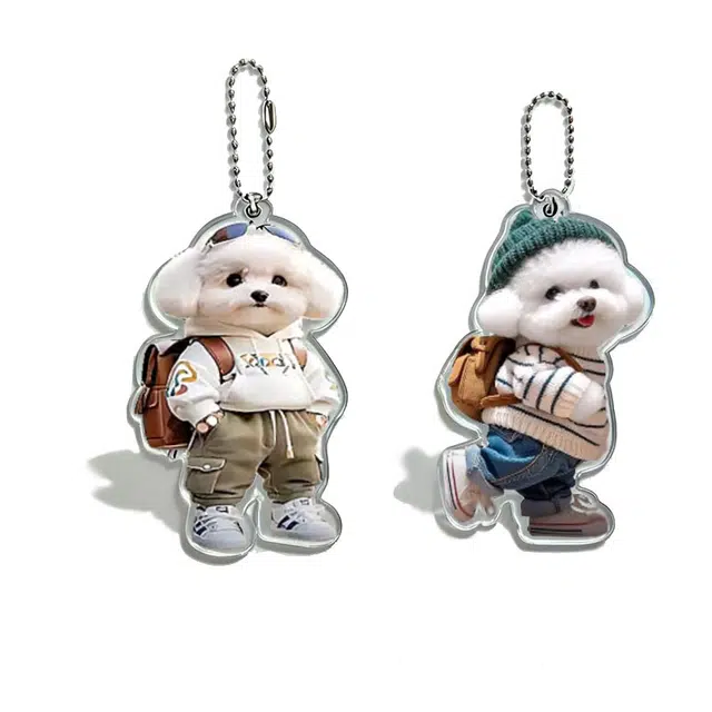 【潮流小狗2件】 卡莱茵 创意小泰迪狗 小书包  萌趣可爱卡通精致洋气高级感小众设计毛衣 亚克力 挂件 男女同款情侣款
