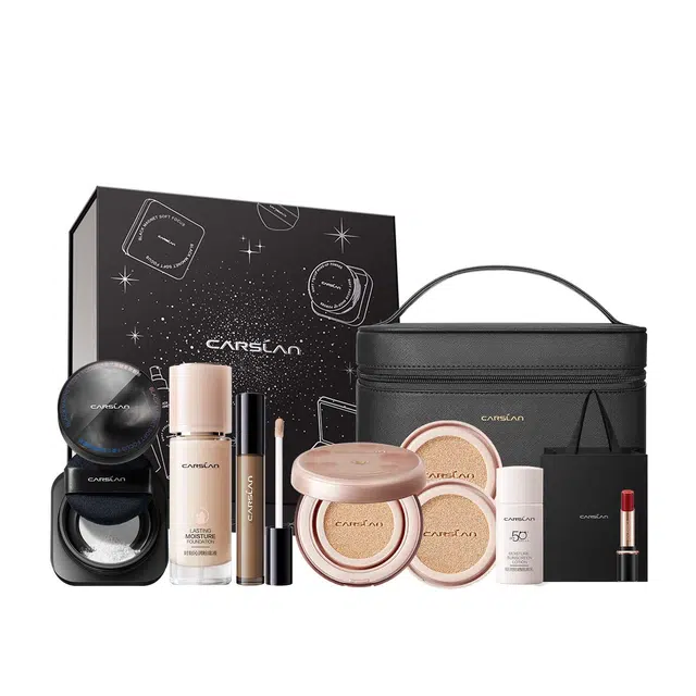 卡姿兰 全场景底妆礼盒彩妆套装 控油自然提亮肤色 粉底液气垫黑磁散粉蜜粉饼定妆喷雾