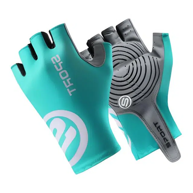 山一丸 夏季冰丝防滑防晒透气骑车自行车半指 莱卡布 超纤 骑行手套 男款