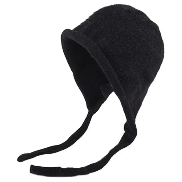 山一丸 秋冬可爱甜美包头 韩版潮逛街护耳系带软毛绒针织 棉涤混纺 绒线帽 女款