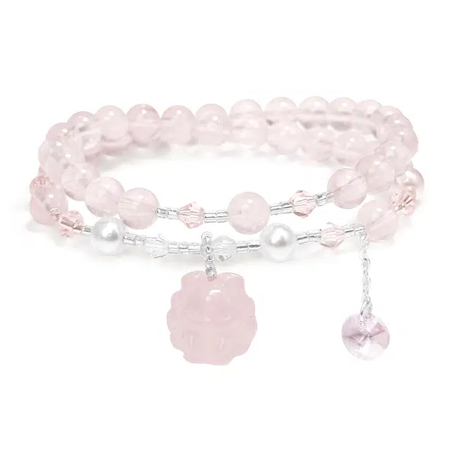 普陀山文创 梦幻显白红粉浪漫气质姻缘美满转运珠双圈叠戴小众轻奢高级感百搭手饰 好运 粉水晶 手串 女款