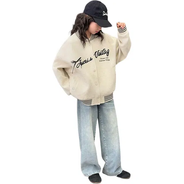 黑恐龙棒球服 舒适开衫上衣洋气女孩春装 儿童款