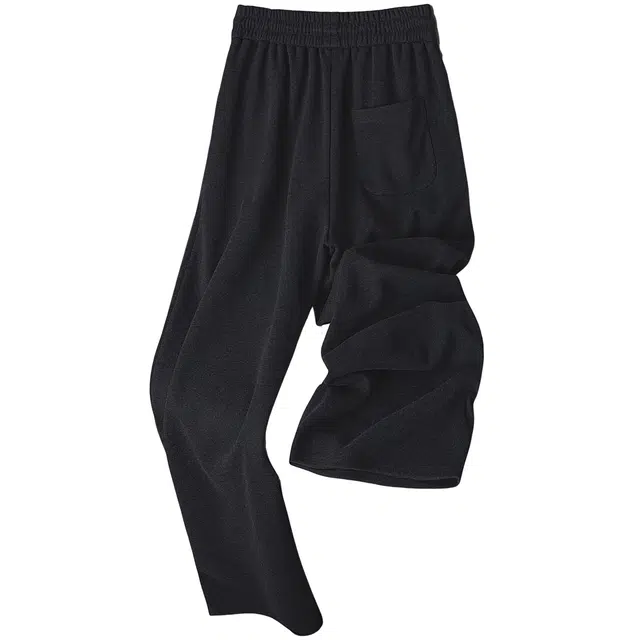 丝柏舍 松紧高腰抽绳长款运动风简约直筒遮肉纯色休闲裤 女款