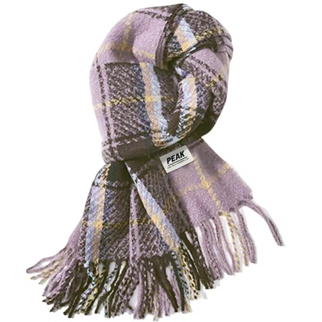 匹克 秋冬季保暖亲肤柔软英伦风时尚百搭流苏格子条纹 聚酯纤维 绒线围巾 男女同款情侣款