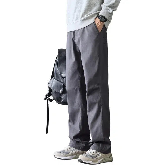 希越 简约风纯色潮牌百搭宽松直筒休闲裤 男款