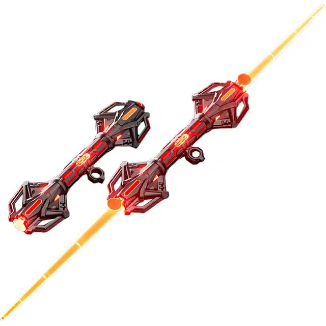 贝贝家 炫酷雷星权杖双刃伸缩激光剑 打击音效 金属质感 发光玩具