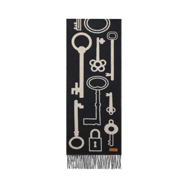 Hermes Tassel Cashmere Scarf Navy