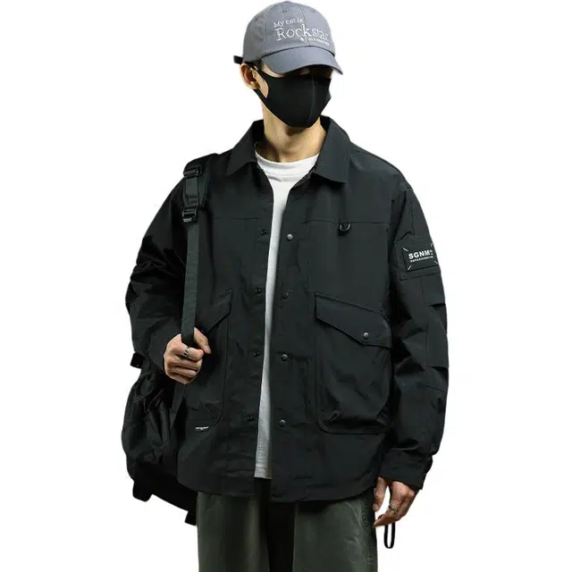 希越 秋冬季户外工装外套男春秋大码胖子百搭宽松防水上衣夹克 男款