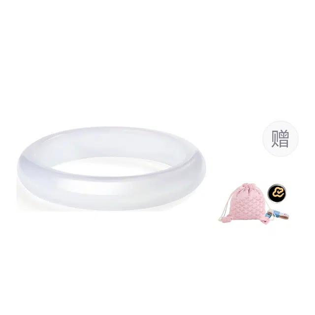 周大生 【白月光】贵妃美到犯规贵气感简约小众百搭经典显白清冷如意转运平安聚财天然 玉髓 手镯 女款