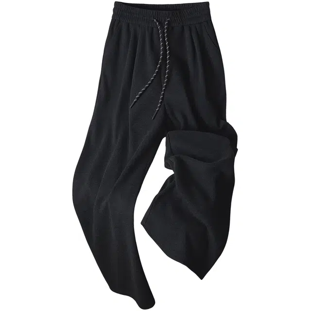 丝柏舍 松紧高腰抽绳长款运动风简约直筒遮肉纯色休闲裤 女款