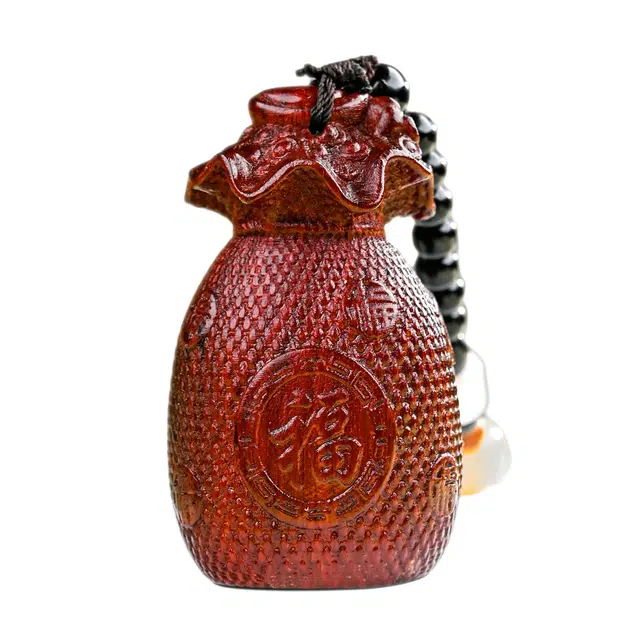 仙友 国潮新中式手工精雕代代有福平安喜乐盘玩随身把玩汽车通勤时尚百搭文玩固化稳定木#好运 檀木 把件 男女同款情侣款