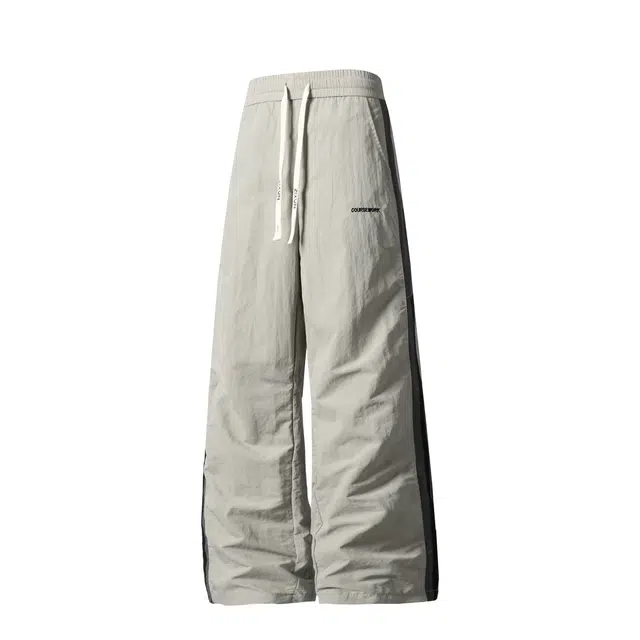 孜讯 美式复古学院风撞色拼接侧边条纹织带设计感潮牌机能长裤百搭宽松舒适日常通勤运动休闲裤 男女同款