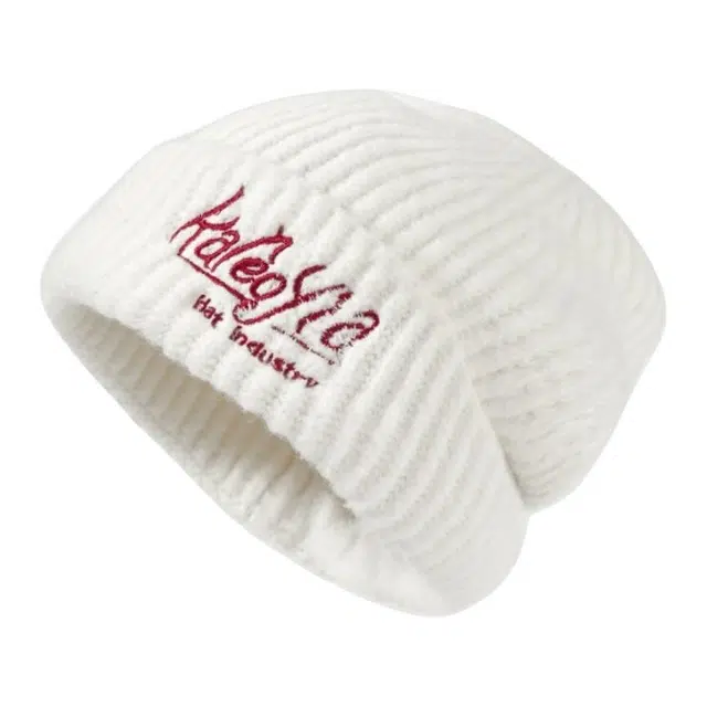 艾佳微 暖暖大头围帽子刺绣韩版百搭保暖显脸小护耳骑车冷帽 腈纶 绒线帽 男女同款情侣款