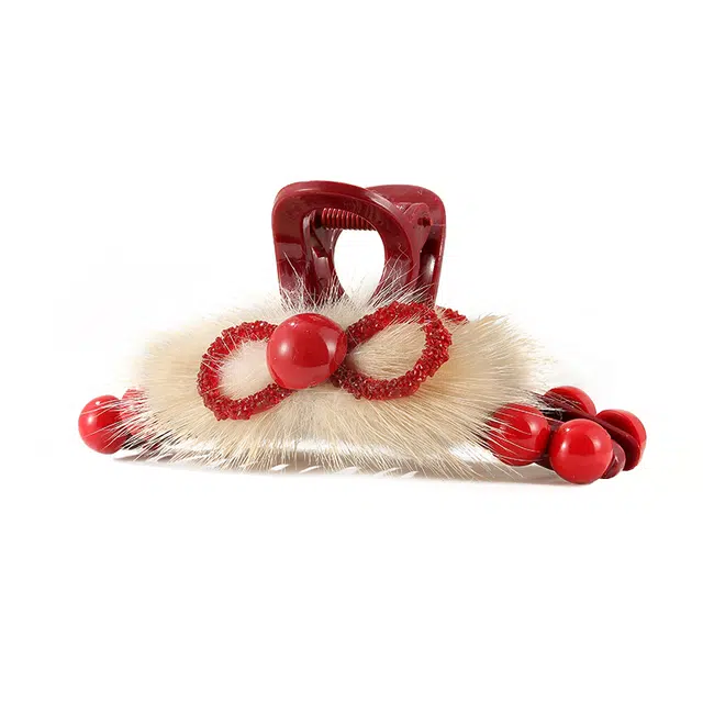 如花梦 红色后脑勺盘发鲨鱼 亚克力 发夹 女款