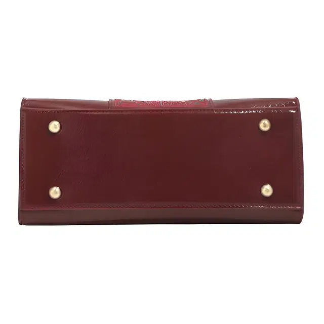 恒源祥 经典简约印花清新软压花百搭时尚单肩斜挎包潮流典雅优雅脱俗清新纹丝巾包托特包 超纤合成革 手提包 女款 酒红色