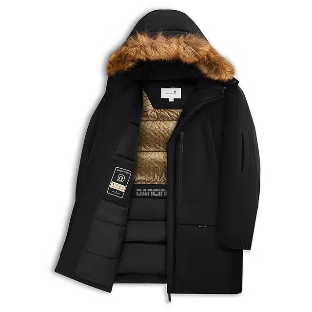 与狼共舞 石墨烯蓄热背暖科技 高充绒奢暖貉子高密防风耐磨时尚羽绒服 男款