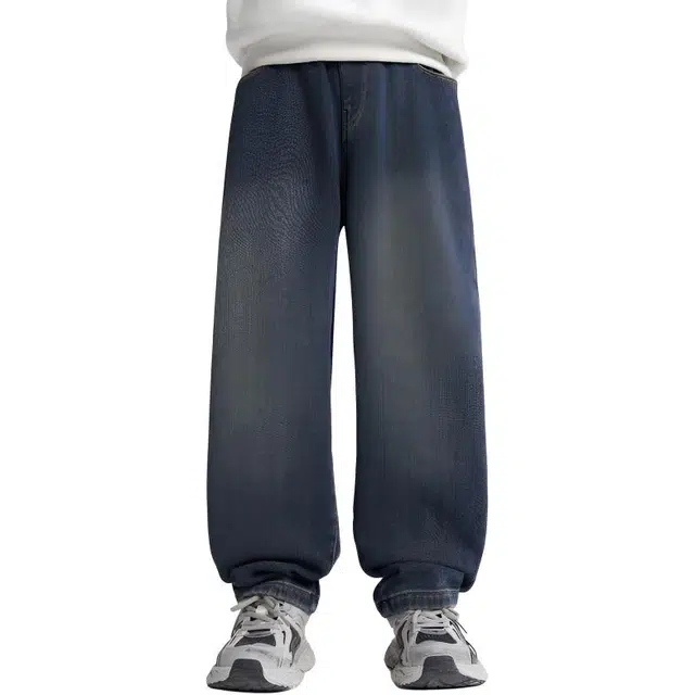 左西牛仔裤 绒绒裤系列 防风保暖耐磨松紧直筒加绒 儿童款