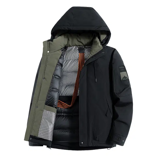 快鱼 美式复古连帽撞色保暖舒适百搭工装棉袄山系户外宽松休闲防风防水加厚抗寒落肩通勤长袖外套羽绒服 男女同款