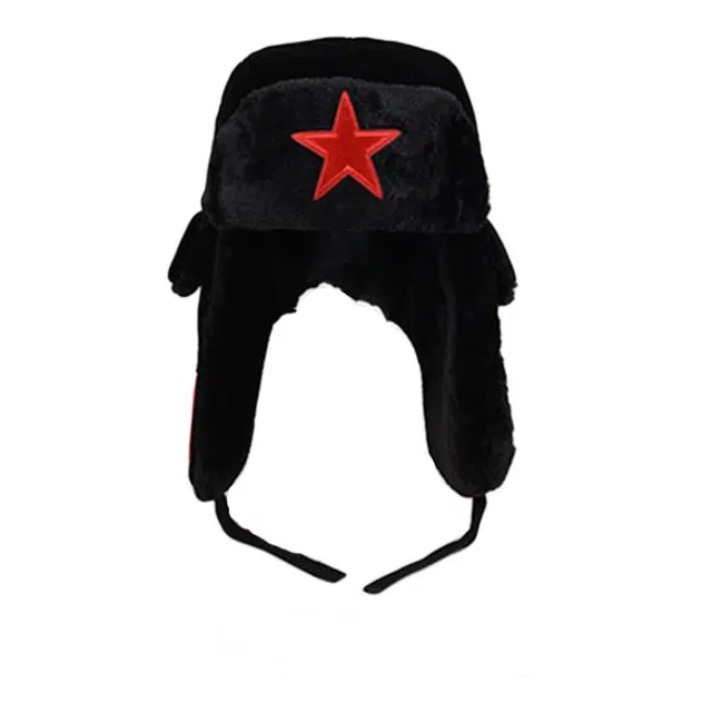 山一丸 防寒东北骑车潮红五角星厚帽 植绒布 雷锋帽 儿童款