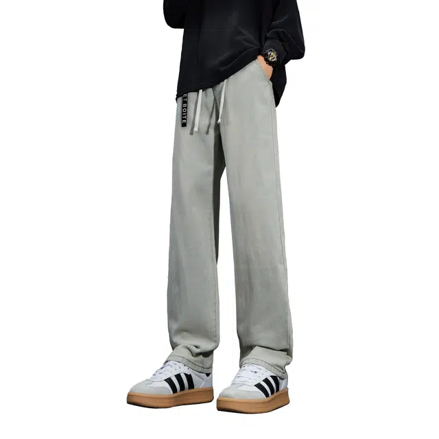 法文箱子 美式复古水洗基础款秋冬高街做旧舒适亲肤透气直筒通勤百搭废土风垂感休闲风显高显瘦长裤牛仔裤  男女同款