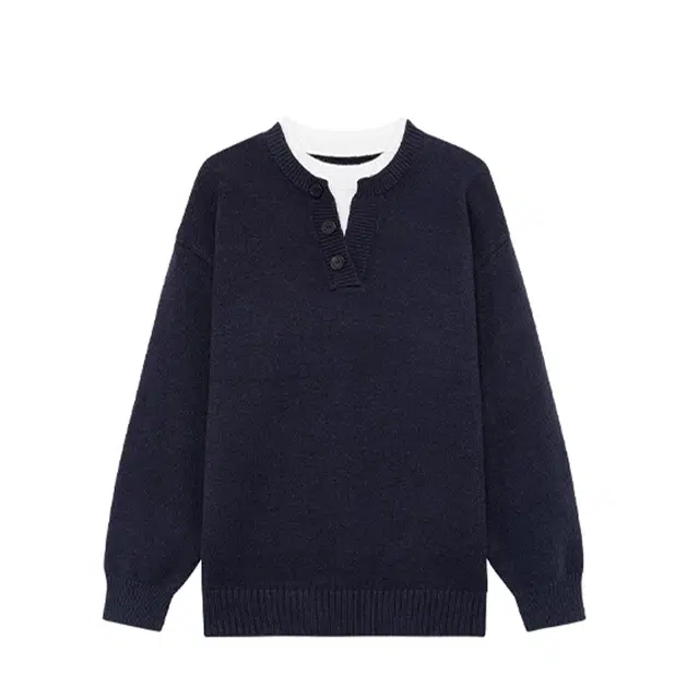 左西毛衣 假两件圆领套头保暖抗起球 儿童款