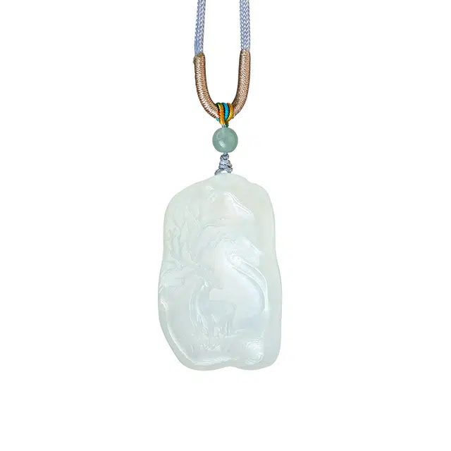乃瑭 【高品质 一鹿平安】吉祥如意 国潮 好运招财纳福平安牌 民族风新中式 岫玉 项链 男女同款情侣款