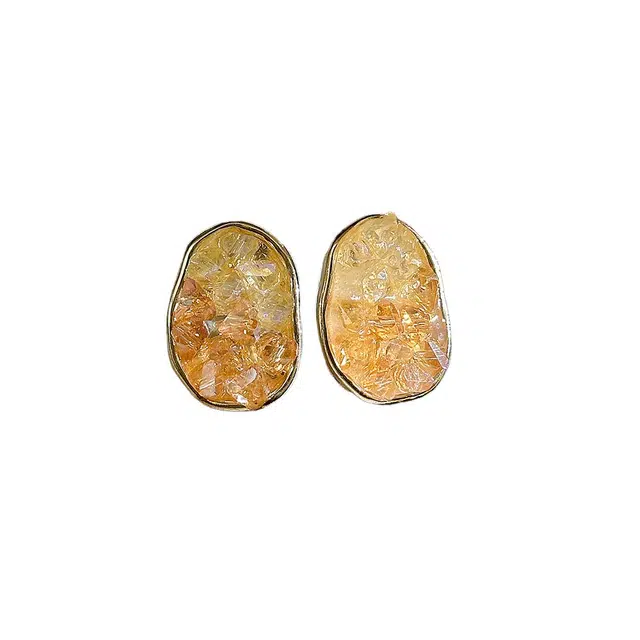 前方大荒野 香槟金渐变耳饰轻奢高级感精致小巧简约小众设计优雅气质迷人大方休闲日常通勤百搭 合金 耳钉 女款